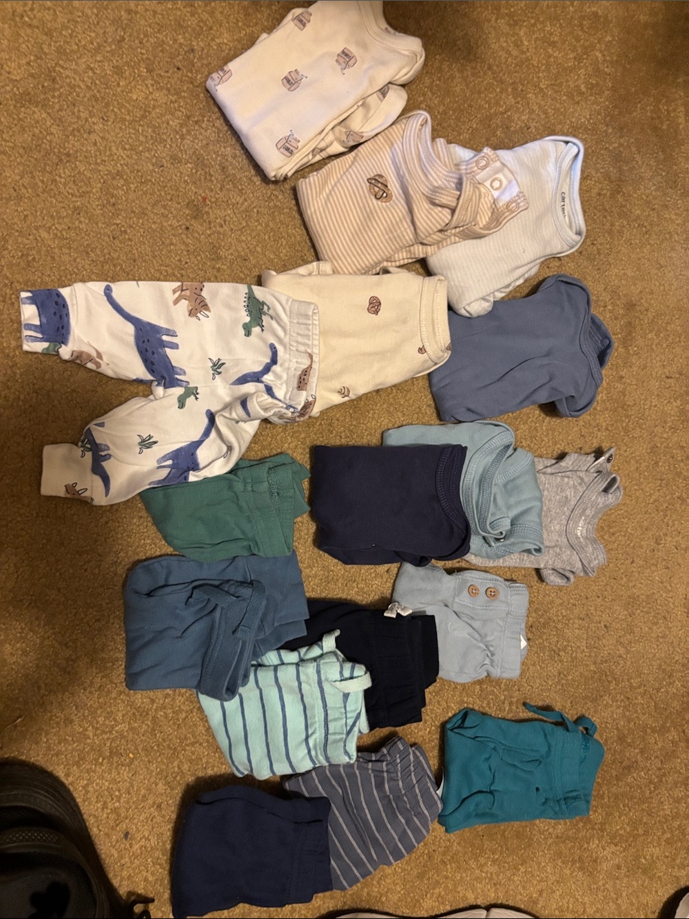 Carter's Baby Boys' Mixed Blue, Teal & Cream Jogger Set